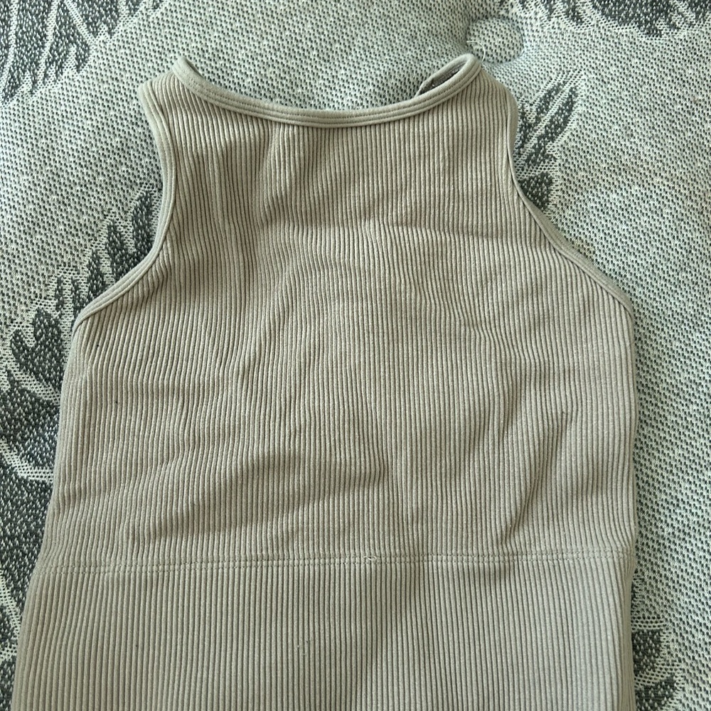 Gilly Hicks Tan Tank Top with Ribbed Texture